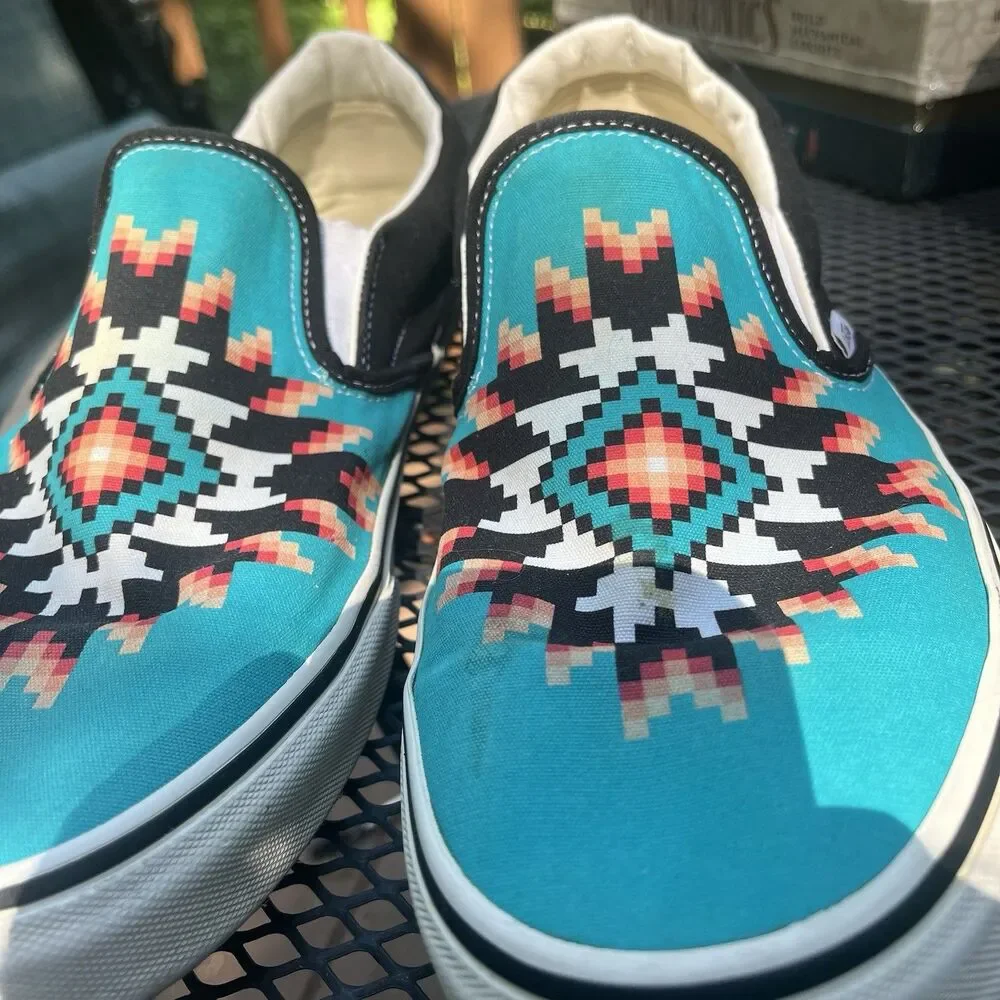 Vans Slip-On Desert Vibes Teal Southwestern Design Shoes Men’s 13 Aztec